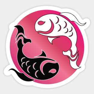 Yin and Yang Tribal style fish, pink Sticker